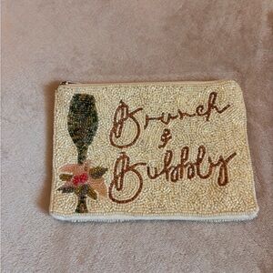Brunch And Bubbly Beaded Purse Champagne Mimosa Girls Day Feminine Clutch Zip